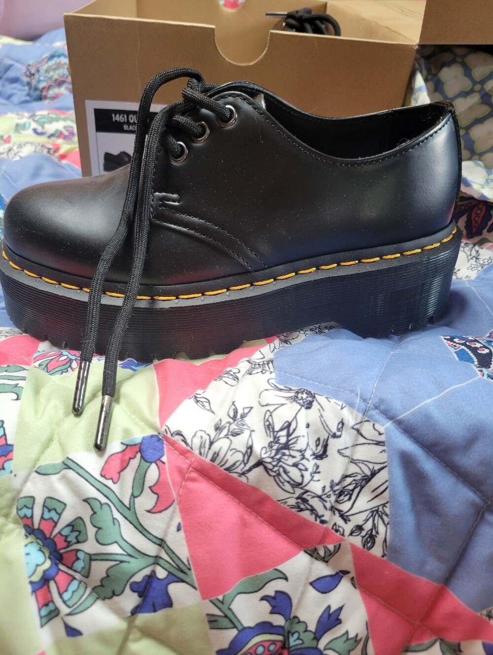 Dr. Martens 1461 Quad Smooth Leather Platform Shoes, Size 6